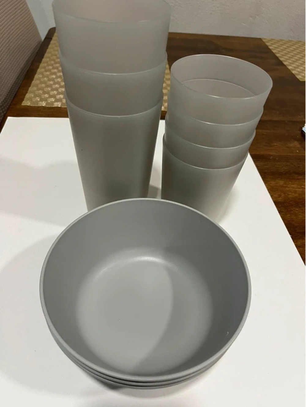 10pc Room essentials Grey  plastic drinkware thumbles cups bowls